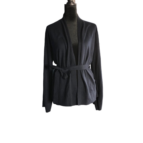 Loft Womens Small Blue Wrap Bell Sleeve Open Front Cardigan Sweater - Picture 4 of 11